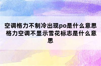 空调格力不制冷出现po是什么意思 格力空调不显示雪花标志是什么意思